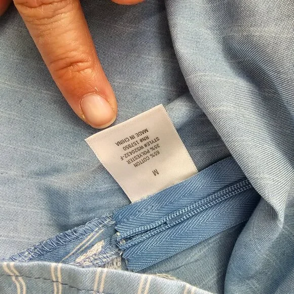 Harper Heritage Blue Cotton Embroidered Baby Doll Tank Size M - Picture 4 of 4